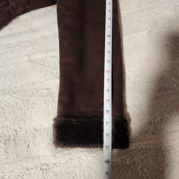 Sonoma Life+Style Womems Sz L Coat Brown Faux Suede & Fur Lined Hooded Pockets - Picture 12 of 12